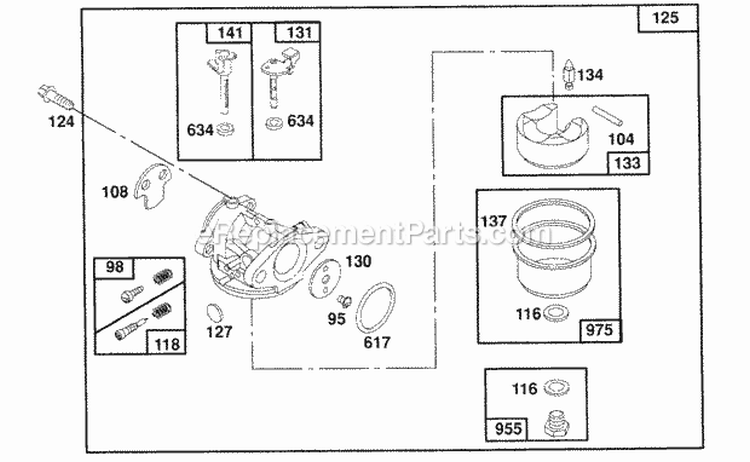 Carburetor Assembly Diagram and Parts List for 123882-3420-01  Briggs and Stratton Engine